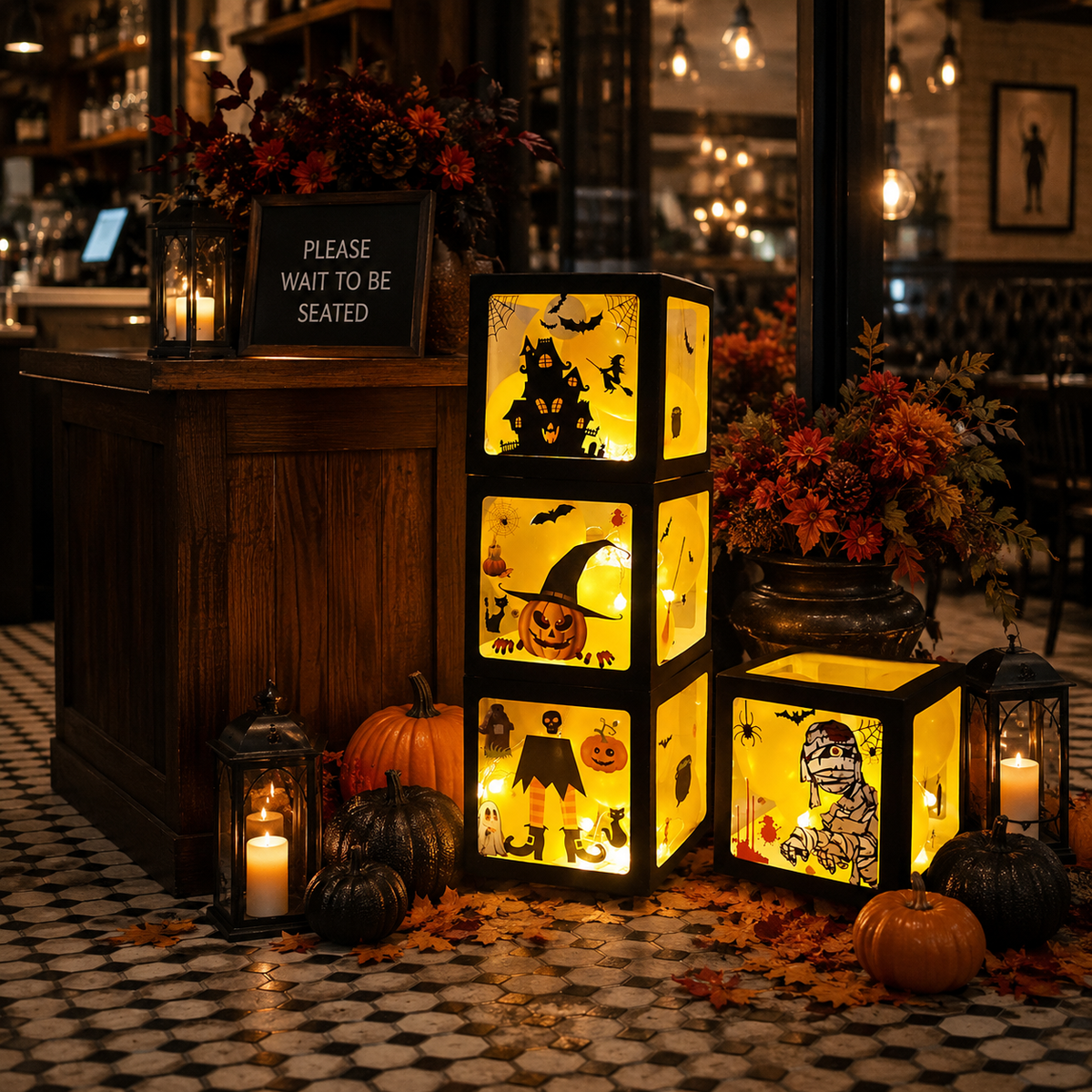Halloween Balloon Boxes with Ghost & Pumpkin Designs – Party Decoration Set